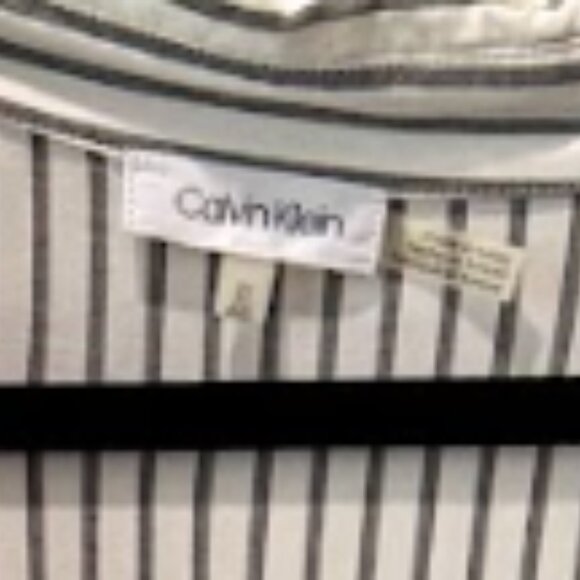 Calvin Klein White Black Striped Button Down Blouse XL Long Sleeve - Picture 4 of 4